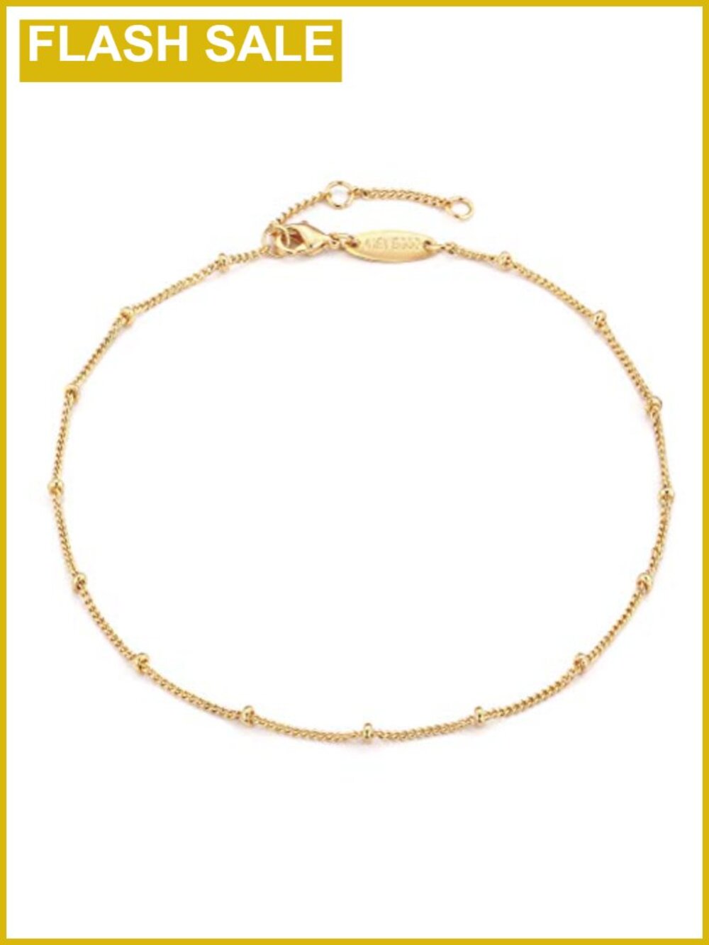 Dainty 14K Gold Plated Brass Chain Anklet Beaded 8 in Women's Jewelry